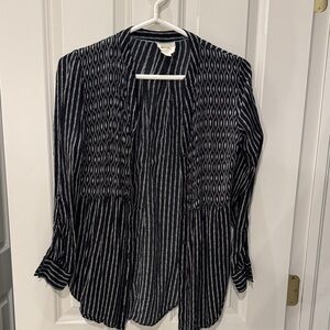 Maeve Black and White Patterned Button Down Shirt